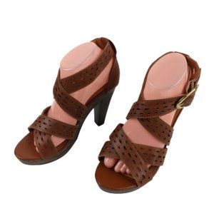 Cato Brown Strappy Ankle Wrap Sandals Sz 8M
